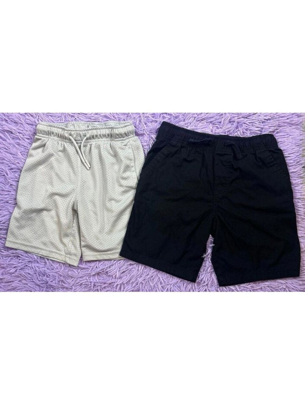 Athletic Works/Wonder Nation Shorts Lot of 2 Gray/ Black Mesh Drawstring Sz 8
